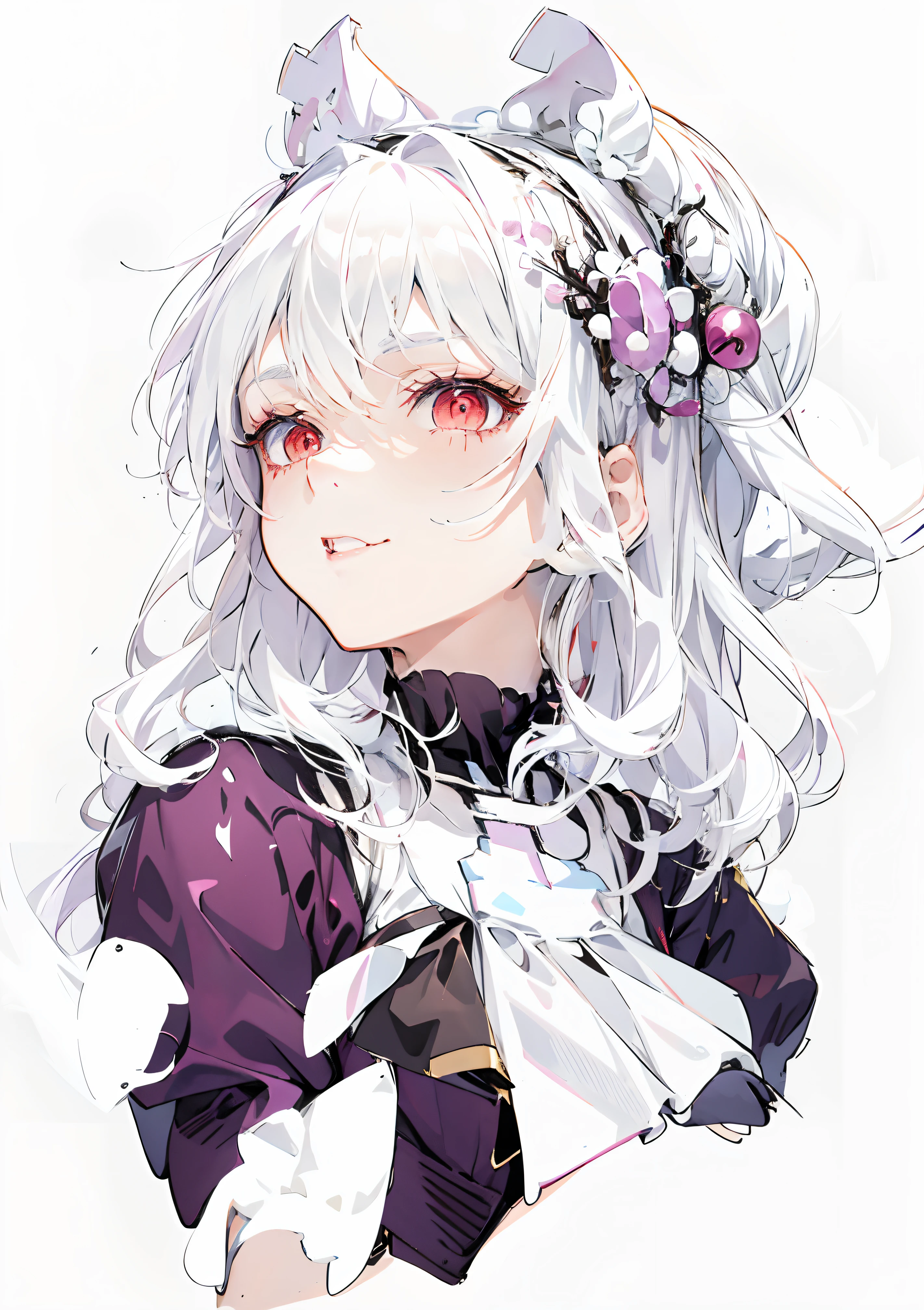 Anime Girl With White Hair And Purple Dress With Flowers In Her Hair Seaart Ai 1553