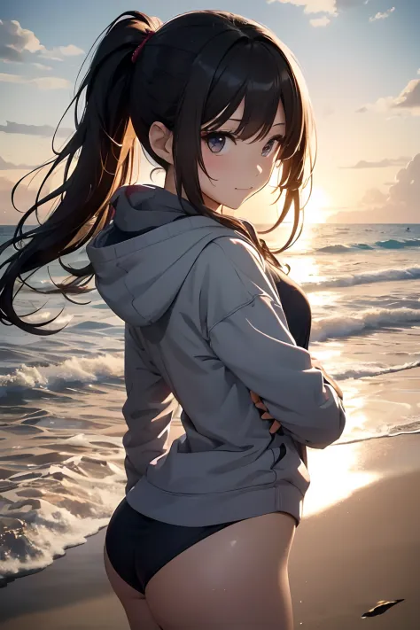 (masutepiece), (Best Quality), hyper detailed illustration，beautiful artwork，(Extreme Detail CG Unity 8K wallpaper、​masterpiece、top-quality)、(exquisite lighting and shadow、highly dramatic picture、cinematic lens effects)、One girl in grey hoodie and school s...