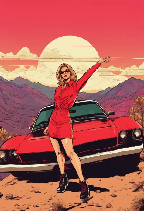 mujer, color negro, camisa blanca con shots rojo, pose de rapero, In the Los Angeles Mountains
