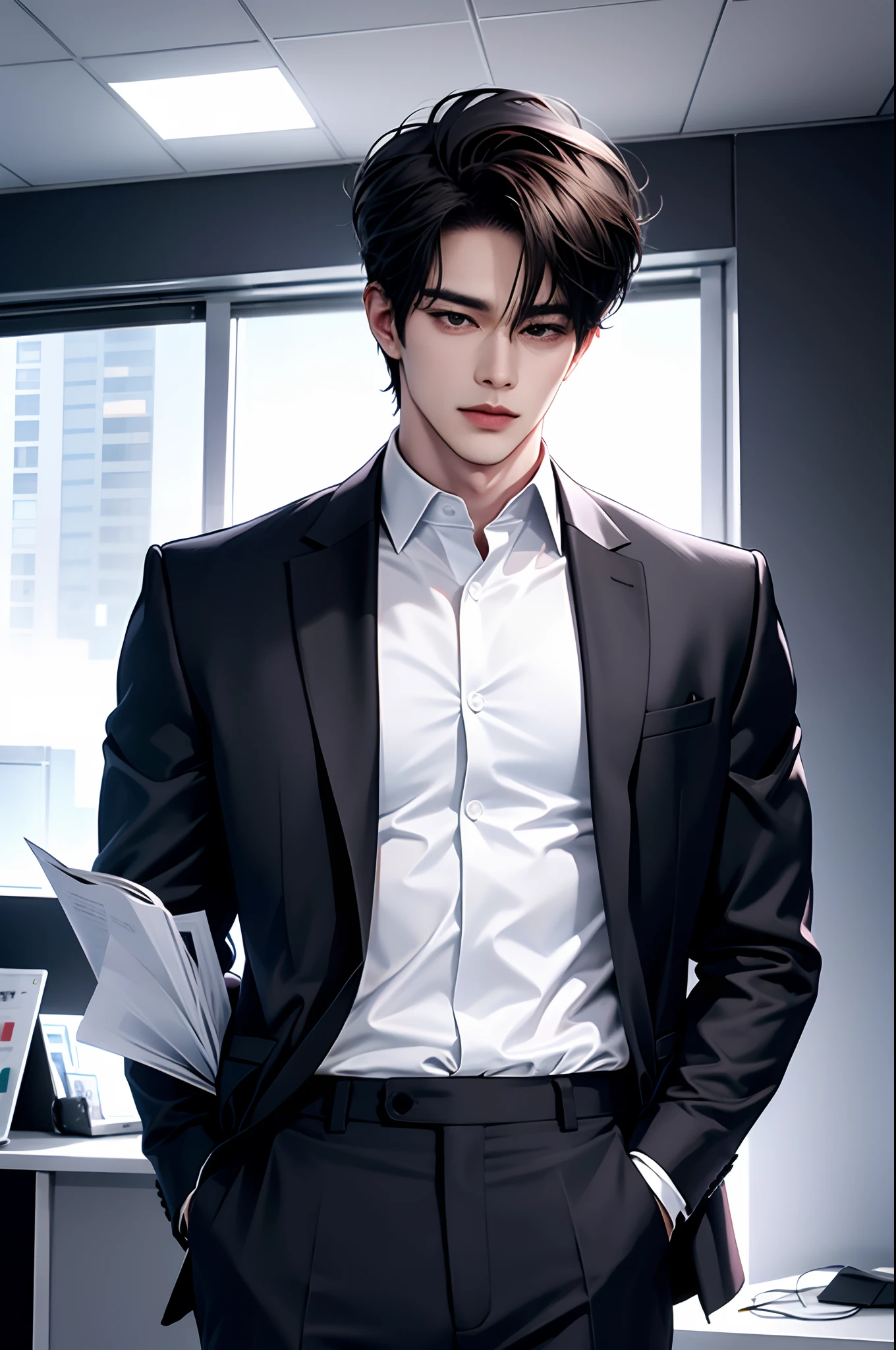 Handsome man，in a office，