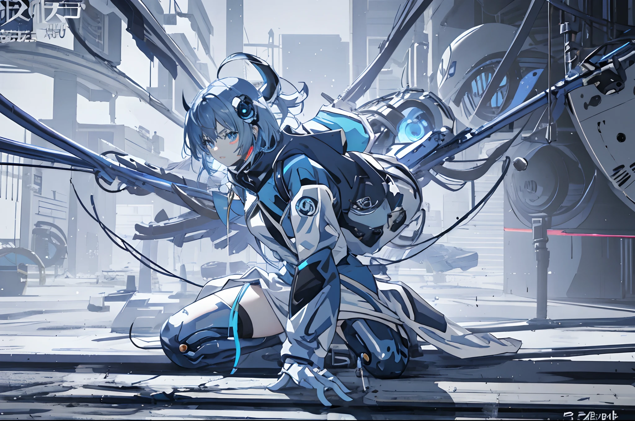 (anime girl with blue eyes), best anime 4k konachan wallpaper, with glowing blue eyes, anime robotic mixed with organic,blue cyborg eyes, anime cyborg, cyberpunk anime girl mech, mecha asthetic, his eyes glowing blue, a teen biopunk cyborg, anime manga robot!! anime girl, metal and glowing eyes, (zoom:1.5), cool expression, face in profile