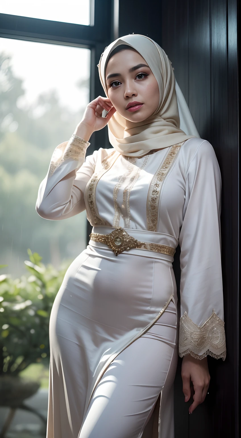 Araffe wearing a white dress and a gold belt - SeaArt AI