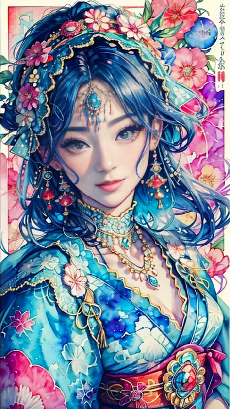 photorealistic, high resolution, 1womanl, solo, hips up high, look at viewr, a slight smil,(detailed face),japan kimono, jewely、...