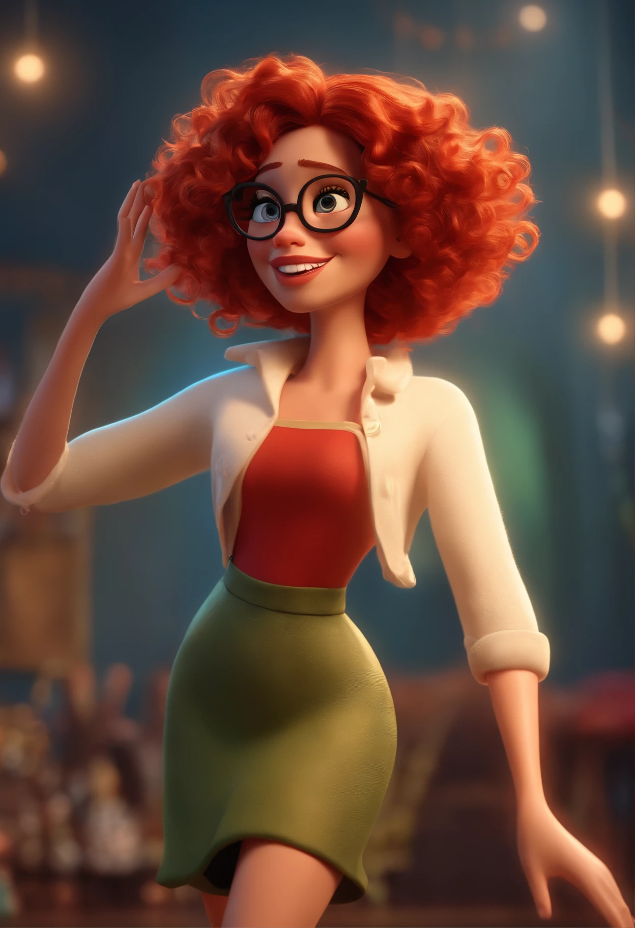 A close up of a cartoon character with glasses and a red hair - SeaArt AI