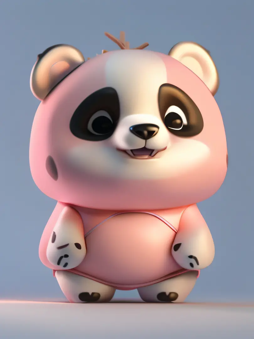 a cute giant panda, Wearing a pink school uniform， 3D CG rendering