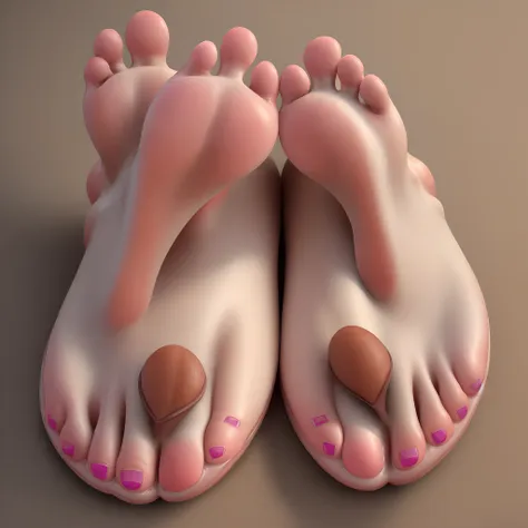 There is a 3d image of a pair of feet with pink nail polish - SeaArt AI