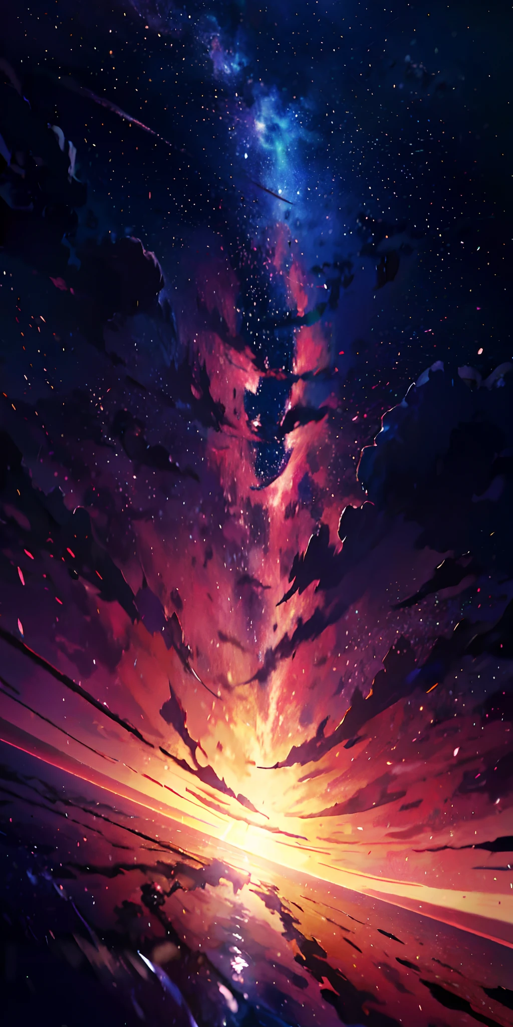 Anime - Stil Szene eines wunderschönen Himmels mit einem Stern und einem Planeten, kosmischer Himmel. von Makoto Shinkai, Anime-Kunst-Hintergrundbild 4K, Anime-Kunst-Tapete 4k, Anime-Kunst-Tapete 8 k, Anime Himmel, Anime-Hintergrund, Himmel Planet im Hintergrund, Anime-Hintergrund art