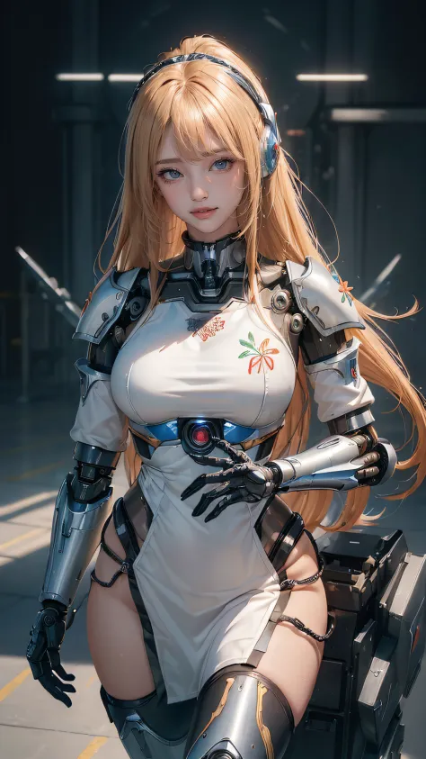 ((1girl:1.5),(embroidered cybernetic body:1.5),large breast,(mecha armor:1.5)),(Highest image quality, outstanding details, ultr...