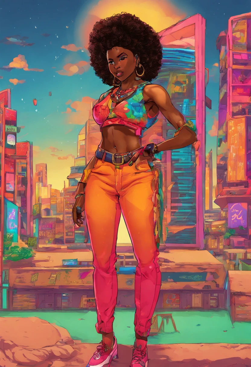 adolescent ((dark african skin, very deep ebony skin)), ((Her beauty is undeniable)), ((beautiful face excited)), ((Perfect hyper detailed eyes,)), ((Linda pose)), ((Output language)), ((seductive )), sexy, (( Fitted Mesh Shirt, shorts sexy courts)), ((Afro ponytail with long curly African hair,)), (( fur)), ((Get up, front view)), ((Touch your own legs in a sexy pose)), ((outside, Public city)), Sharp-focus CGI, photoreallistic, High detail, Realstic, Masterpiece, absurd, The best quality, HDR, high quality, Hi-Def, extremely detailed, 8k wallpaper, intricate details, 8K uhd, full HD, (realistic photo:1.2), contrast, intense illumination, cinematic lighting, natural  lighting, Hard light, Backlight, global ilumination, ambient-occlusion, Masterpiece, The best quality, High resolution, only, big ones, inside, Out-of-position bra, Side Tie Thongs, spicy, Transparent underwear, Two exaggerated thighs, want, bed, disheveled underwear, heavy breathing, Gender Expression