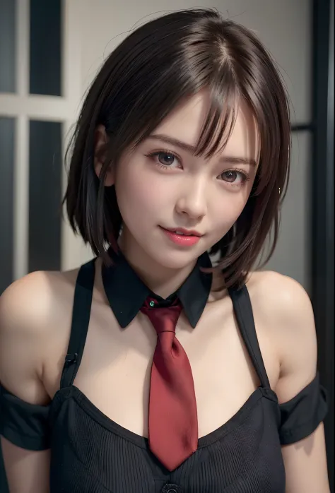 top-quality、8K Masterpiece、超A high resolution、(Photorealsitic:1.3)、Raw photo、女の子1人、Short Bob Hair、Wolfcut、glowy skin、((super realistic details))、portlate、globalillumination、Shadow、octan render、8K、ultrasharp、beauty breast、cold color、、highly intricate detail...