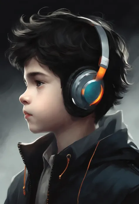 Cool profile ember head phone A dark-haired twinks illustratio japanes ...