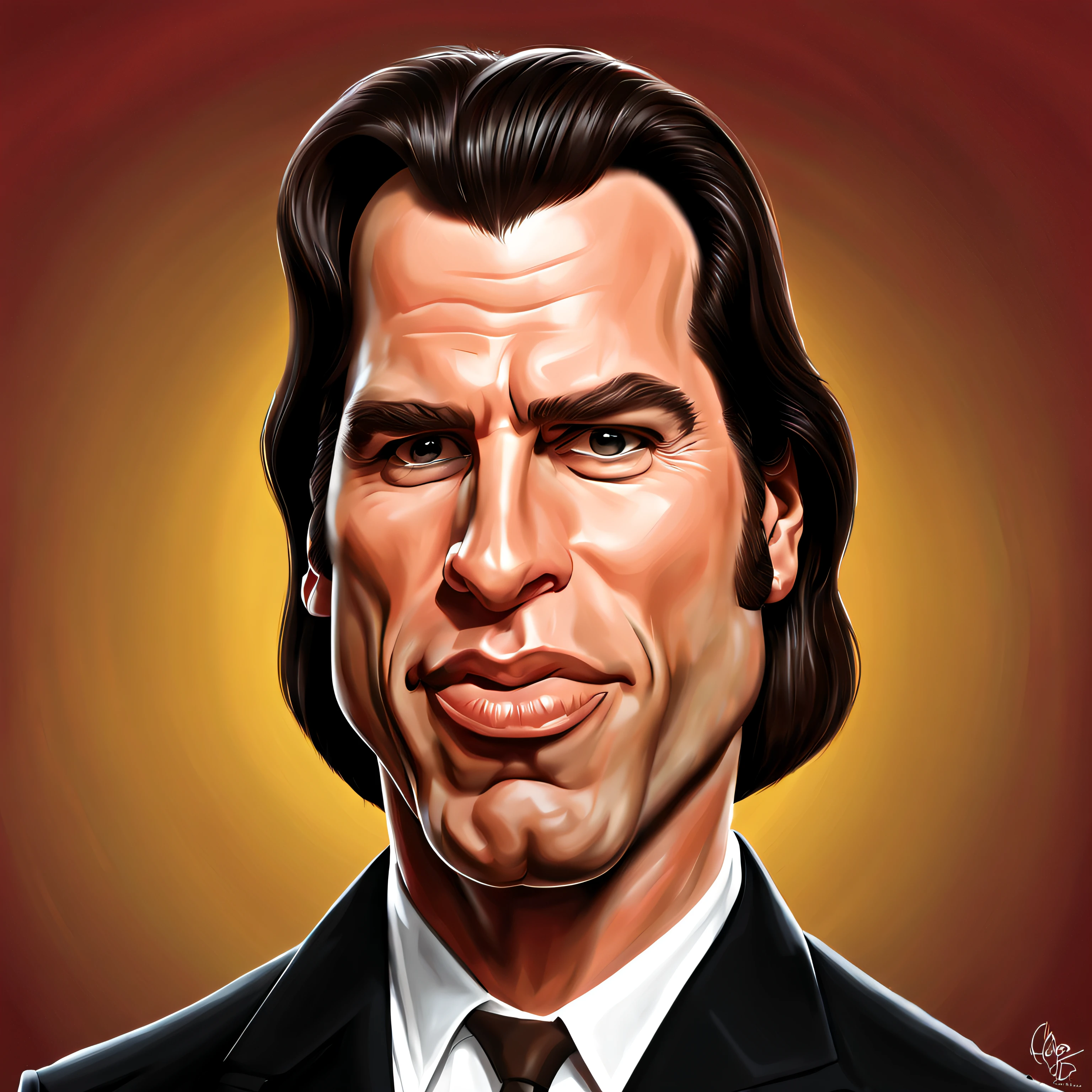 a painting of pulp fiction actor john travolta portrait, portrait of john travolta, john travolta, caricature style, jim carrey caricature realism, digital art. @mariomaniacdude, caricature, caricature illustration, epic portrait illustration, by Darek Zabrocki, cartoon digital painting, digital cartoon painting art, drawn with photoshop