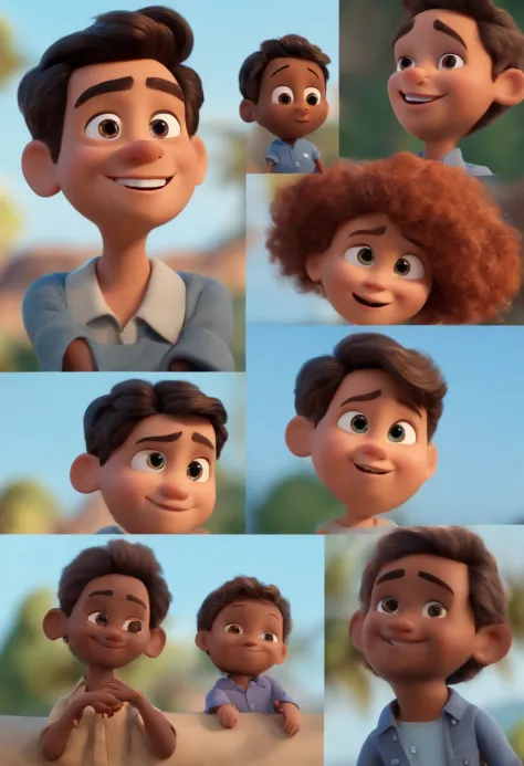 un niño de 6 años, cabello castaño, cuerpo entero, disney Pixar, lindo -  SeaArt AI
