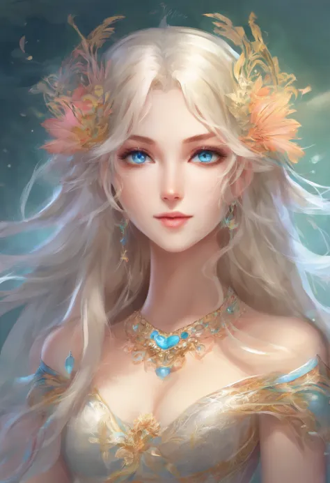 Crystal big blue eyes、 Full body, Platinum Blonde Hair、Super long straight hair、Silky hair、Bangs between the eyes、Naked、Naked, Undressed, NSFW, Beautiful, young and shiny skin、Sexy and very beautiful appearance、Beautiful and cute face、 Very beautiful 16 ye...