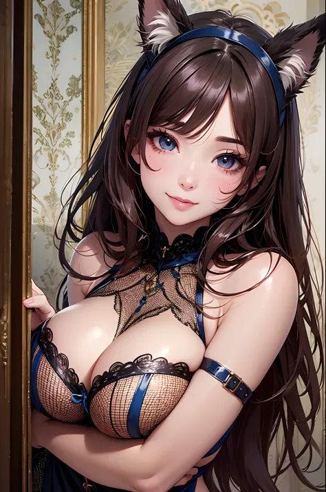 16K Ultra High Definition
Super Detailed
masterpiece
Glossy and detailed hair
Beautiful human woman with long brown hair、Blue Mesh、Very long lashes、lofty nose、
ultra gigantic tits、Amazing beautiful breasts、Maid Outfit
Dog Ears
Glossy skin
Red cheeks
Moist ...