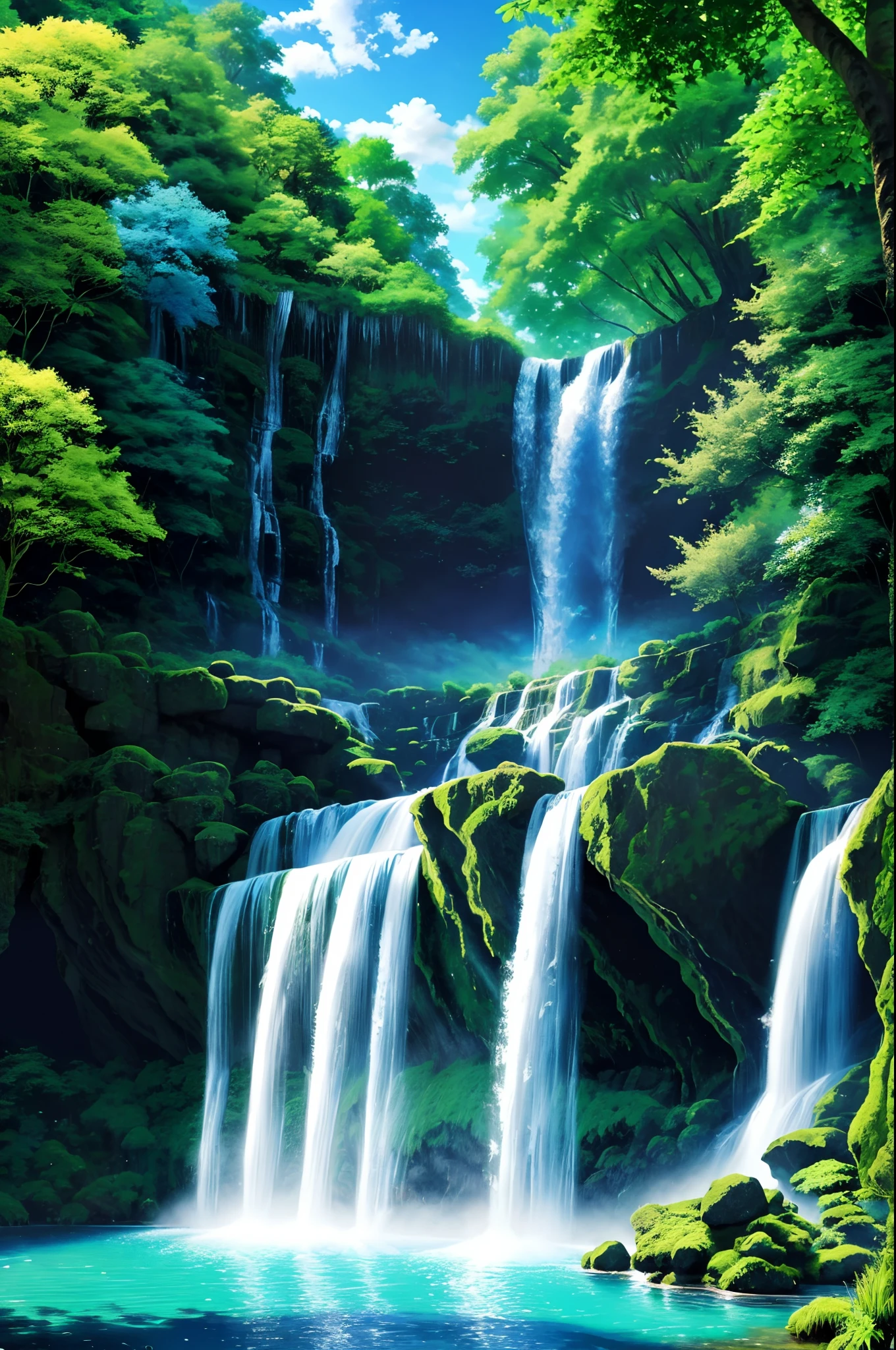 【格安正規品】版画 「Sabael Waterfall」 273/300 額入 風景画 石版画、リトグラフ