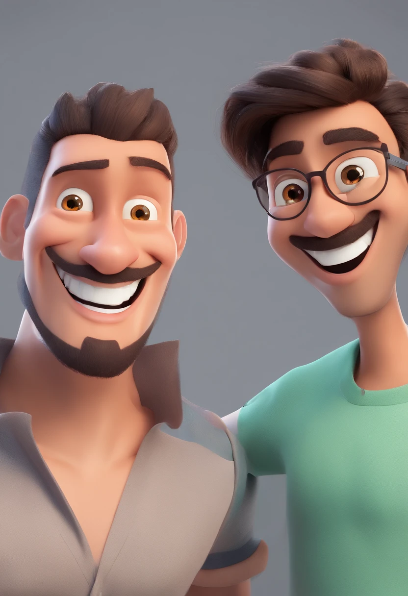 Dois homens de desenho animado com óculos e barba estão um ao lado do outro  - SeaArt AI