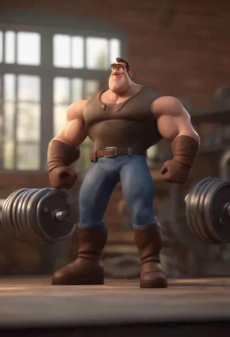 A close up of a cartoon character holding a barbell - SeaArt AI