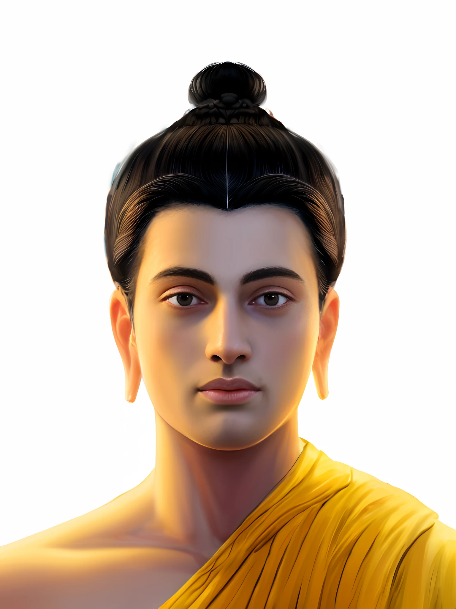 8K Ultra HD, highly detailed, super realistic, there is a digital painting of a buddha a Black hair,