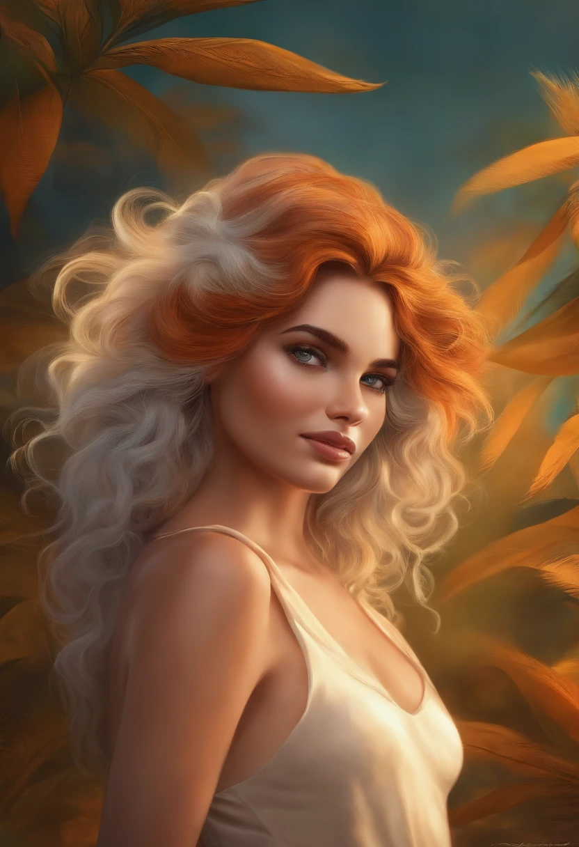 A painting of a woman with long blonde hair and a white dress - SeaArt AI