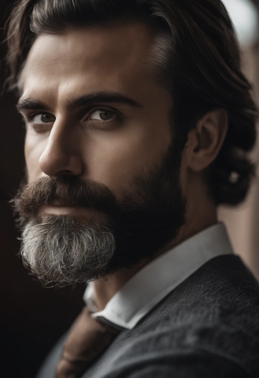 A close up of a man with a beard and a suit - SeaArt AI