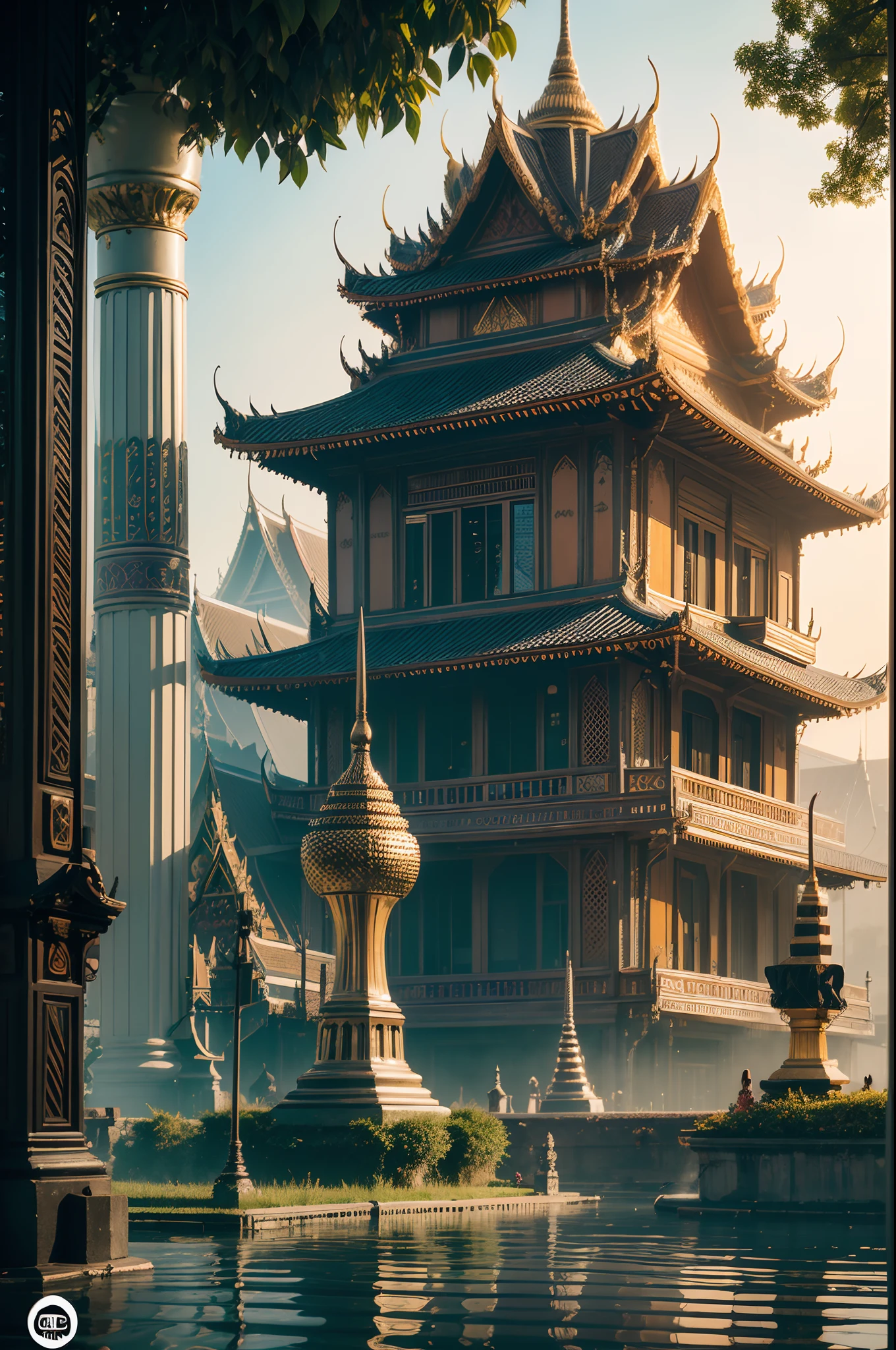 The perfect Bangkok daylight is a Peter Mohrbacher-style quaint thing.. Realistic film grain, 8K detail, High Quality,