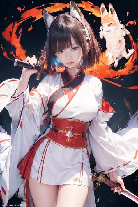 raw image quality,8k分辨率,ultra-detailed cg images, masutepiece, ultra-detailed, female samurai dressed in a bewitching white cost...