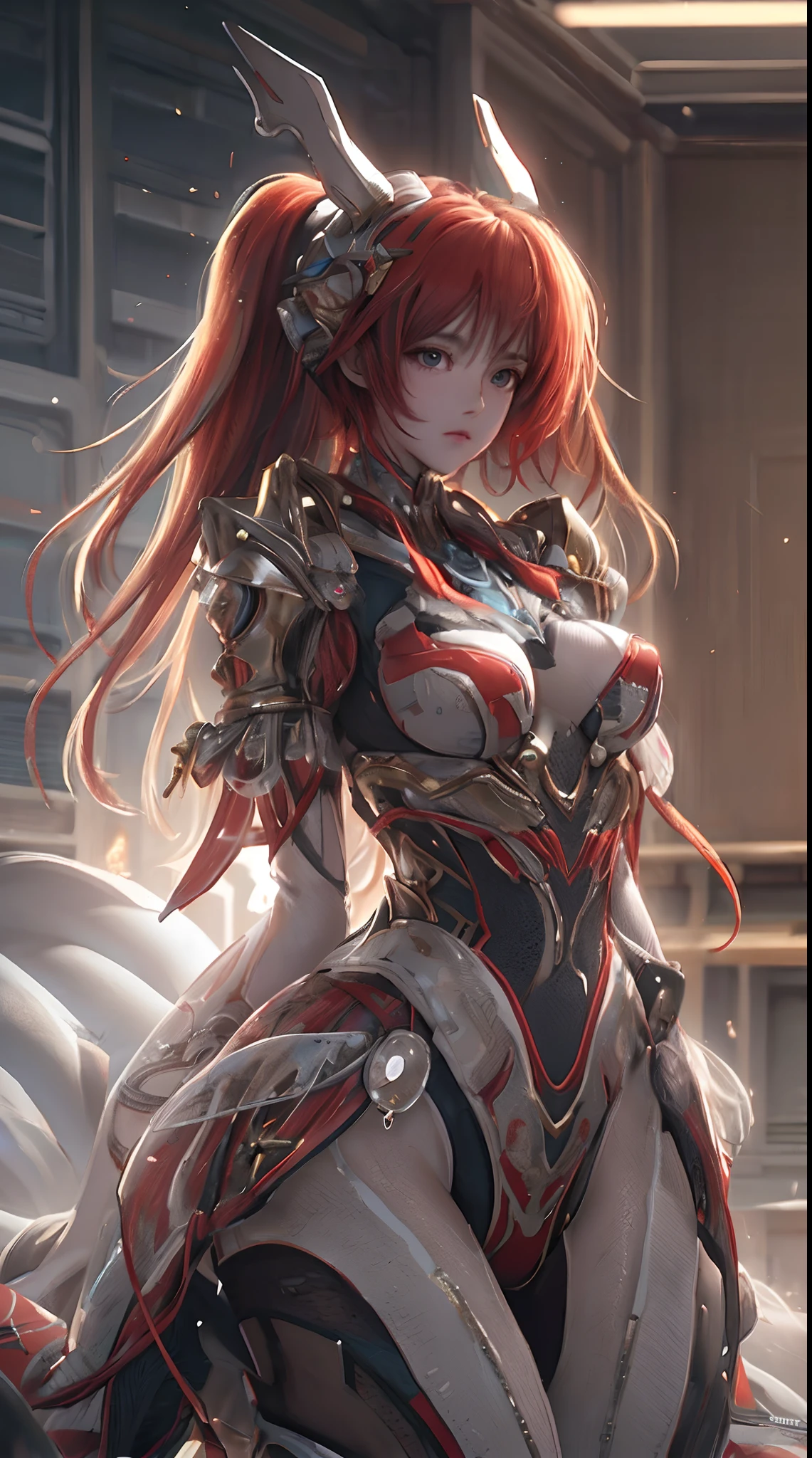 (((best quality))),(((very detailed))),(((masterpiece))),illustration,1 girl, big breasts, no face, mysterious, helmet, Asuka cosplay costume, bodysuit, standing pose,  Expression of extreme detail ,Ultra High Definition,Maximum Detail Display,Hyperdetail,Clear detail,Excellent quality,Super detail,Amazing,HDR,16K,detail,The most authentic,Gloss red color