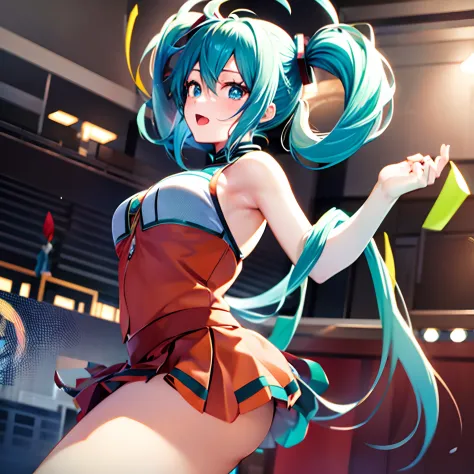 miku hatsune、cheerleaders、dancing with bonbons