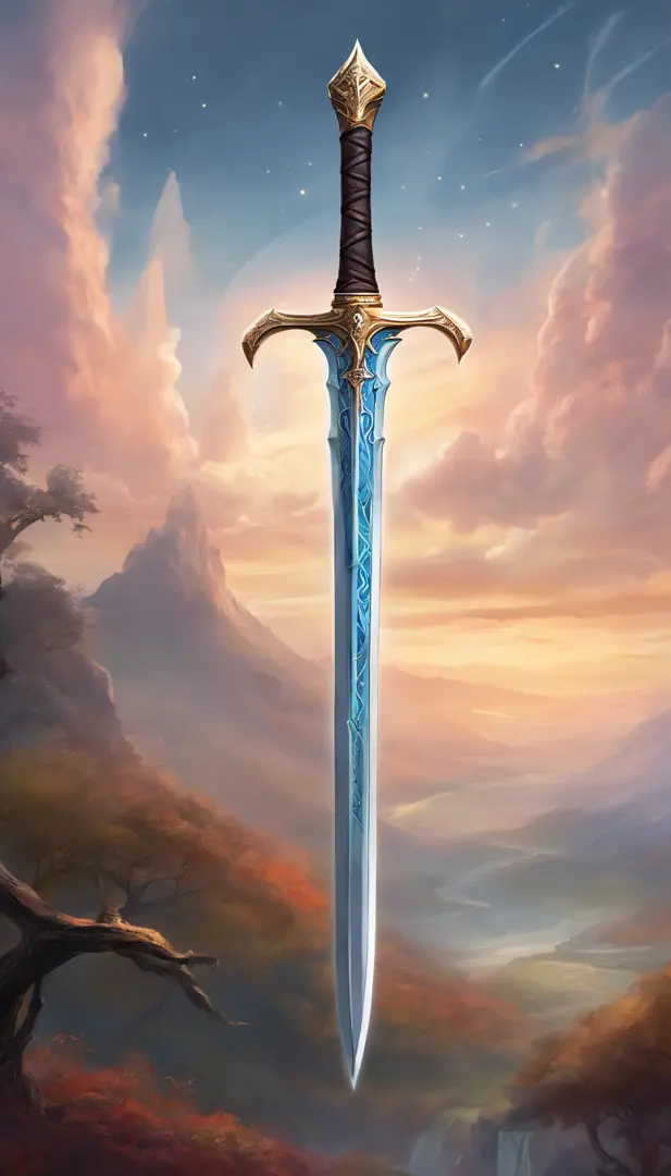 A large, legendary sword with airy details