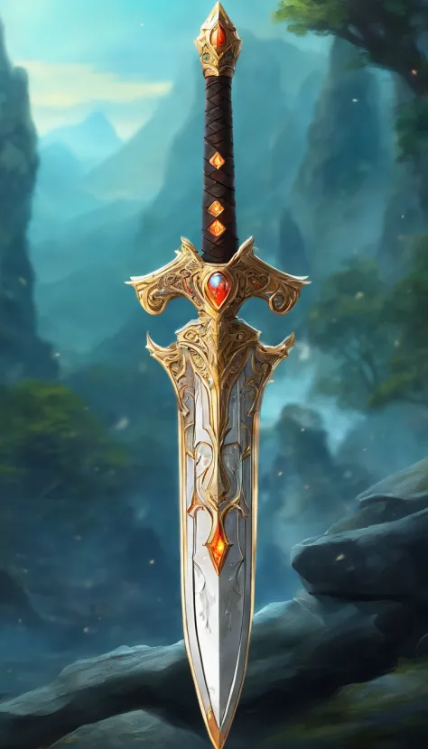 (best quality,4k,8k,highres,masterpiece:1.2),ultra-detailed,realistic,mastersword, standalone, legendary weapon,precise craftsmanship,detailed hilt,sharp blade,properly proportioned,beautifully textured,mythical sword,iconic symbol,hero's weapon,forged by ...