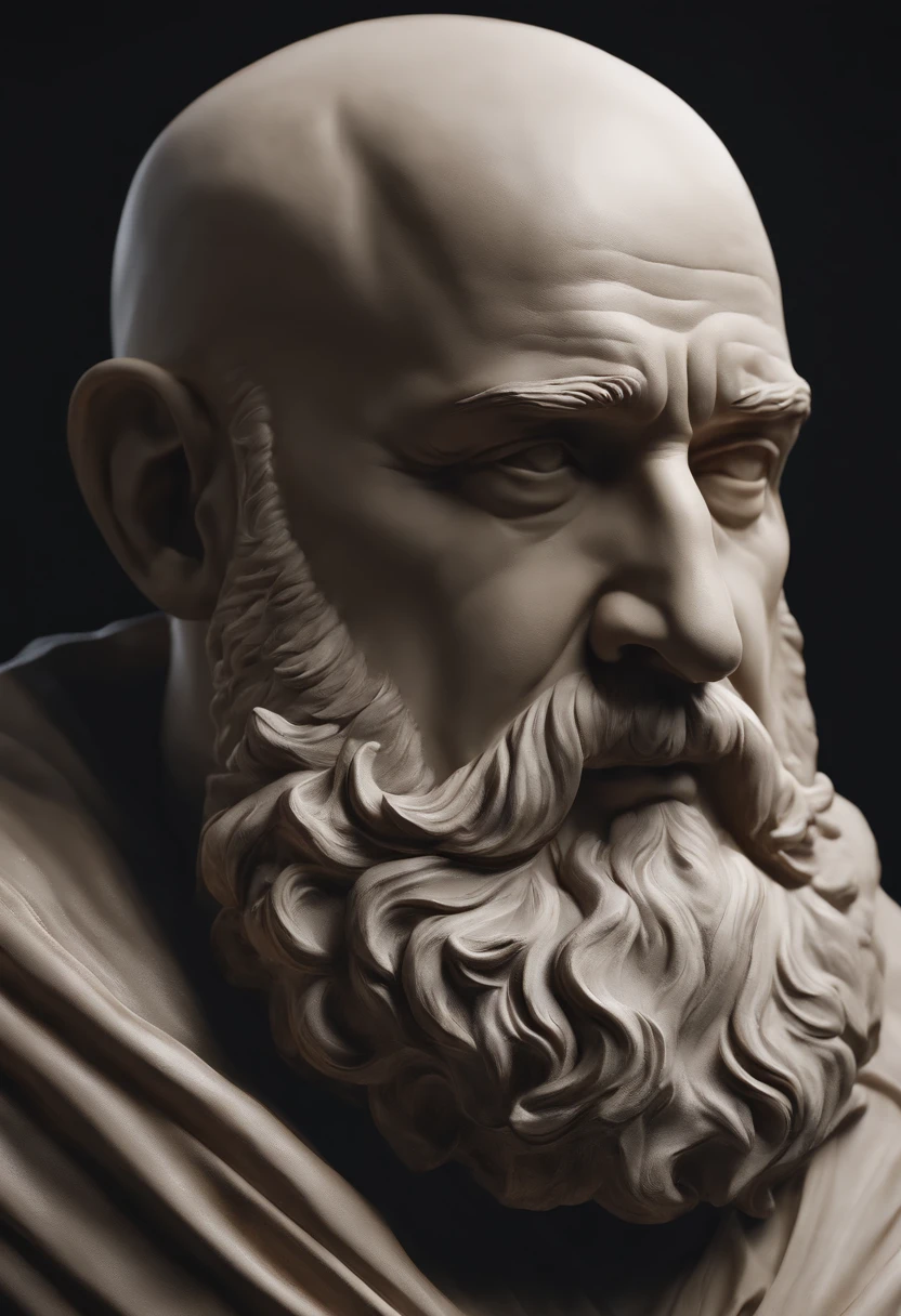 a close up of a bust of a man bald, with a beard, cinematic bust portrait,  realistic 8k Bernini sculpture, cinematic bust shot - SeaArt AI