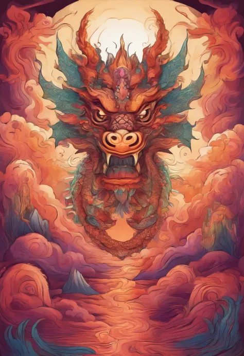 Cartoon auspicious dragon head totem