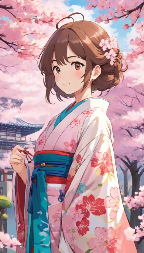 comic strip，Cherry blossoms in full bloom、Patterned kimono、Hand correction、Make your obi luxurious、Princess Kimono