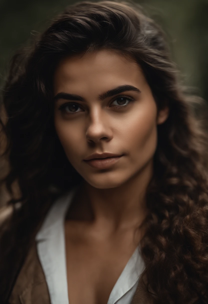 Retrato de um garoto de 23 anos, cabelo encaracolado preto e pele castanha