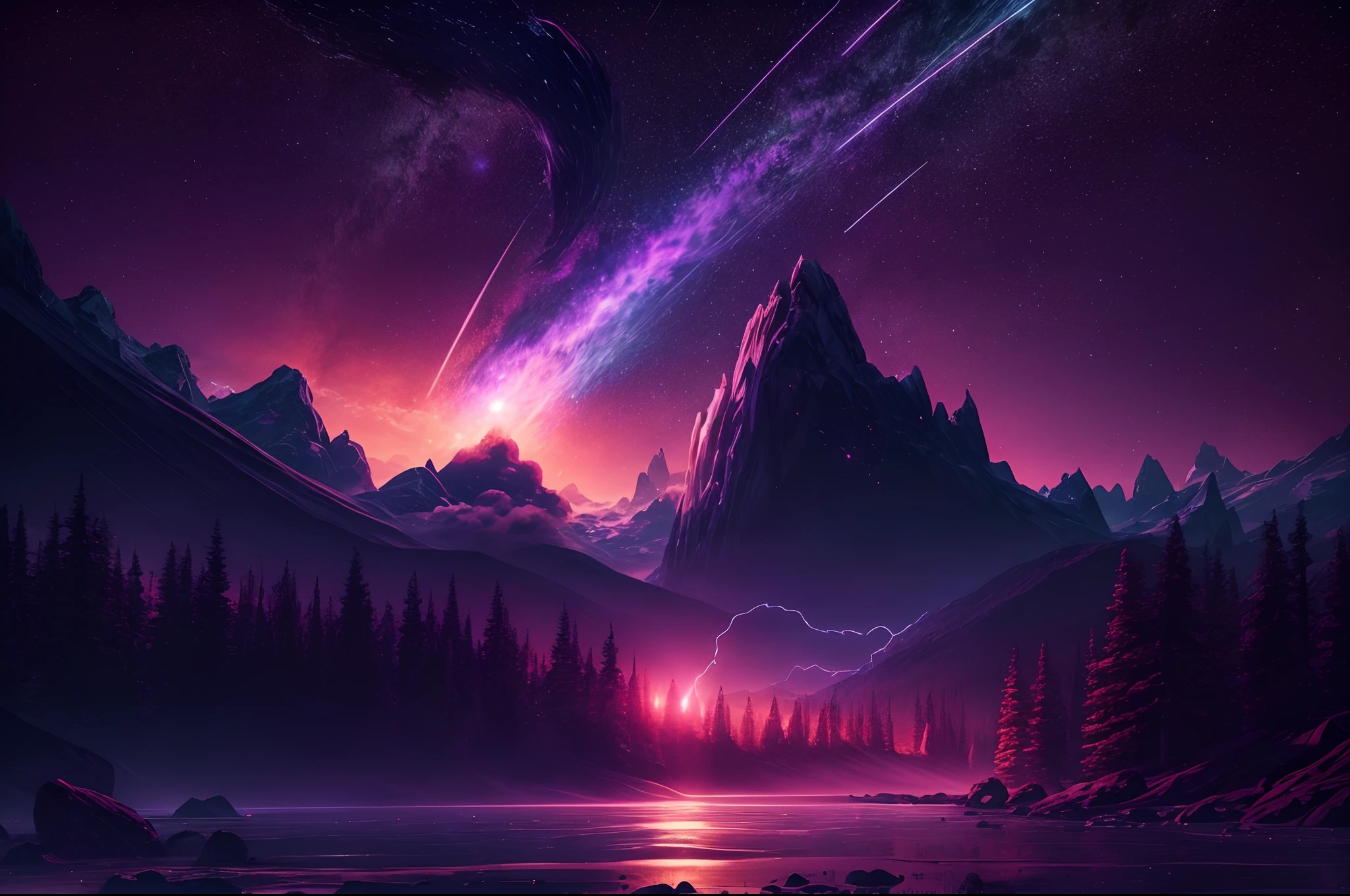 A purple and black landscape with mountains - SeaArt AI A purple and black landscape with mountains - SeaArt AI