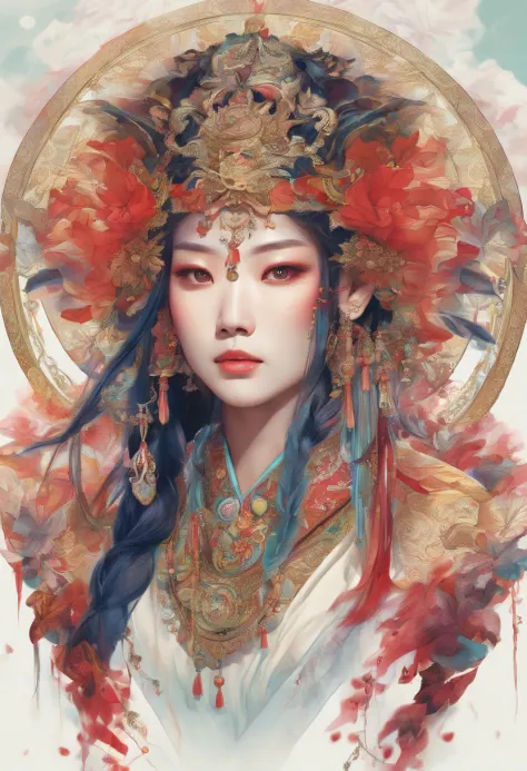 (((Masterpiece))), (((Best quality: 1.4))), ((Super detail: 1.4)) , Ultrafine gouache of Teflulin for men, Oriental costumes,Wuxia,Ogre,  , Ultra-detailed facial features, Expressive face, Detailed textures, Long hair, Tattoos, Natural skin shader, 超高分辨率