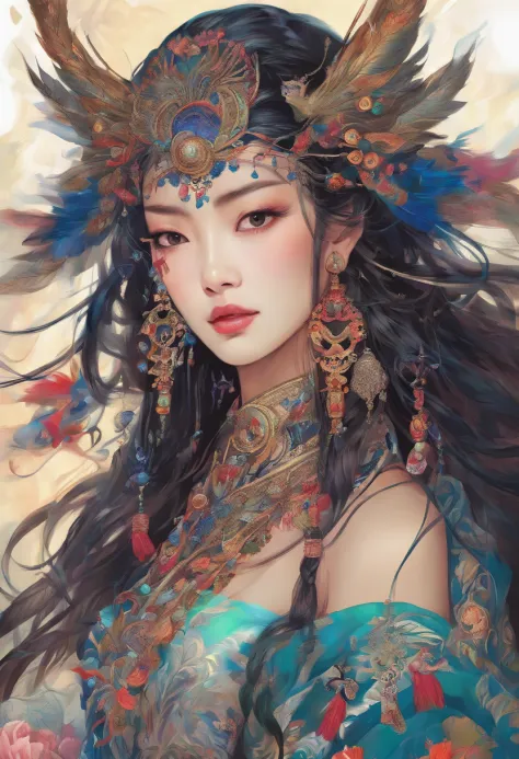 (((Masterpiece))), (((Best quality: 1.4))), ((Super detail: 1.4)) , Ultrafine gouache of Teflulin for men, Oriental costumes,Wuxia,Ogre,  , Ultra-detailed facial features, Expressive face, Detailed textures, Long hair, Tattoos, Natural skin shader, 超高分辨率