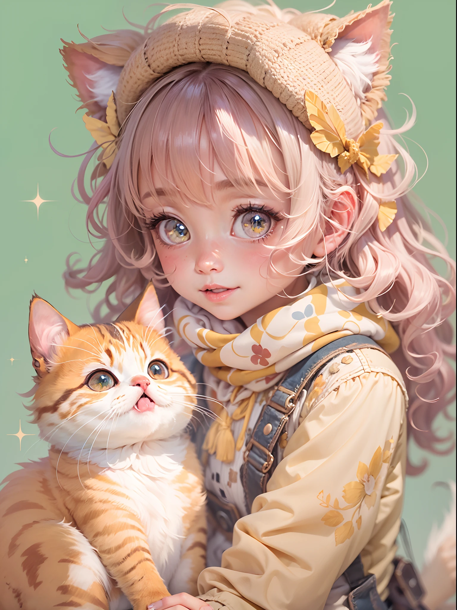 best quality,4k,high-res,masterpiece:1.2,ultra-detailed,realistic,photorealistic:1.37,portraits,sticker,anime,cute cat girl expressions,various poses,vivid colors,illustration style,soft and pastel color palette,natural lighting,shimmering background,glitter effect,whimsical details,adorable and expressive eyes [beautiful detailed eyes],sweet smile [beautiful detailed lips],playful and mischievous expressions,fluffy ears,sparkling highlights on the hair,paintbrush strokes,delicate line work,subtle blush on the cheeks,childlike innocence and charm,wonderful selection of emotions and moods,cheerful,curious,sassy,happy,pensive,sleepy,excited,joyful,surprised,concentrated,gently resting on the stickers,irresistibly cute and lovable,impeccable craftsmanship,meticulous attention to details