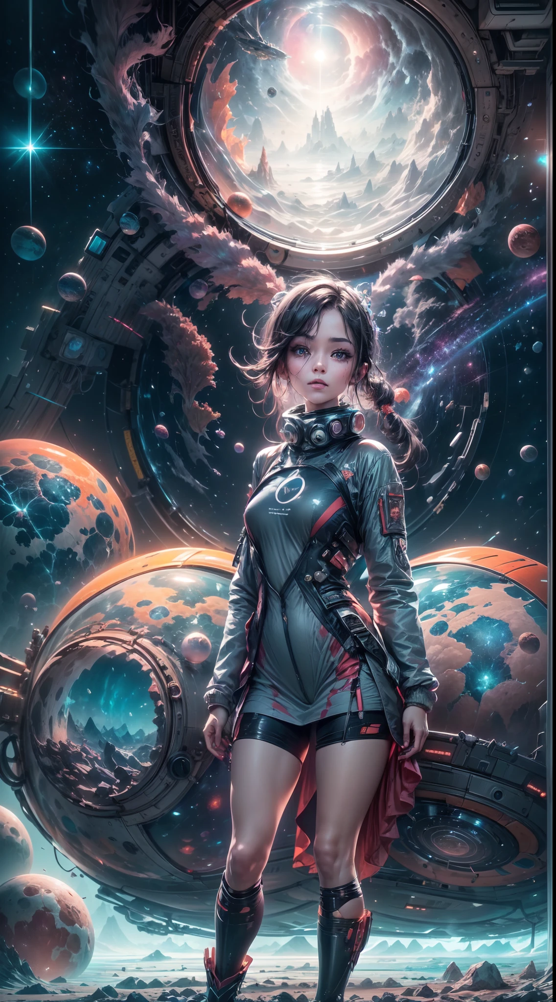 As a Stable Diffusion prompt assistant with an artistic touch, I will generate a detailed and high-quality prompt based on your provided theme: "asian girl in the space on alien planet between polar star and big dipper." Here's the prompt:

"best quality,4k,8k,highres,masterpiece:1.2, ultra-detailed, realistic, HDR, asian girl (beautiful detailed eyes, beautiful detailed lips, extremely detailed eyes and face, long eyelashes) in space on an alien planet, surrounded by the polar star and big dipper constellations. The girl is wearing a futuristic outfit, with a mesmerizing gaze and a slight smile on her face. She stands on a rocky terrain, with glowing plants and unique extraterrestrial flora around her. The planet's atmosphere showcases vivid colors with a surreal touch, intensifying the ambiance. The girl's pose exudes confidence and a sense of curiosity as she explores this otherworldly environment. The lighting highlights her features, casting soft shadows that enhance the depth and realism of the scene. The artwork can resemble a digital illustration with a touch of photorealism, using physically-based rendering techniques to create an otherworldly aesthetic. The overall color tone reflects the celestial feel of the space, incorporating a mix of cool and warm colors to evoke awe and wonder. The image should have sharp focus and ultra-fine painting details, giving it a professional and polished look. The blend of futuristic elements and the serene beauty of the cosmic backdrop infuse a sense of mystique and adventure into this artwork."

Remember, the prompt should be a single line without any explanations or additional punctuation marks except for commas.