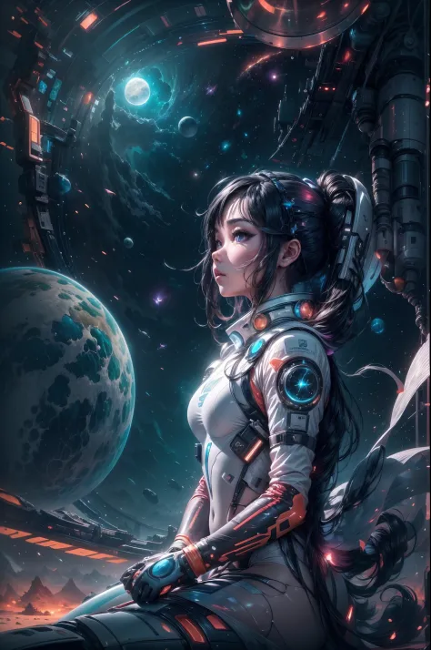 As a Stable Diffusion prompt assistant with an artistic touch, I will generate a detailed and high-quality prompt based on your provided theme: "asian girl in the space on alien planet between polar star and big dipper." Here's the prompt:

"best quality,4...