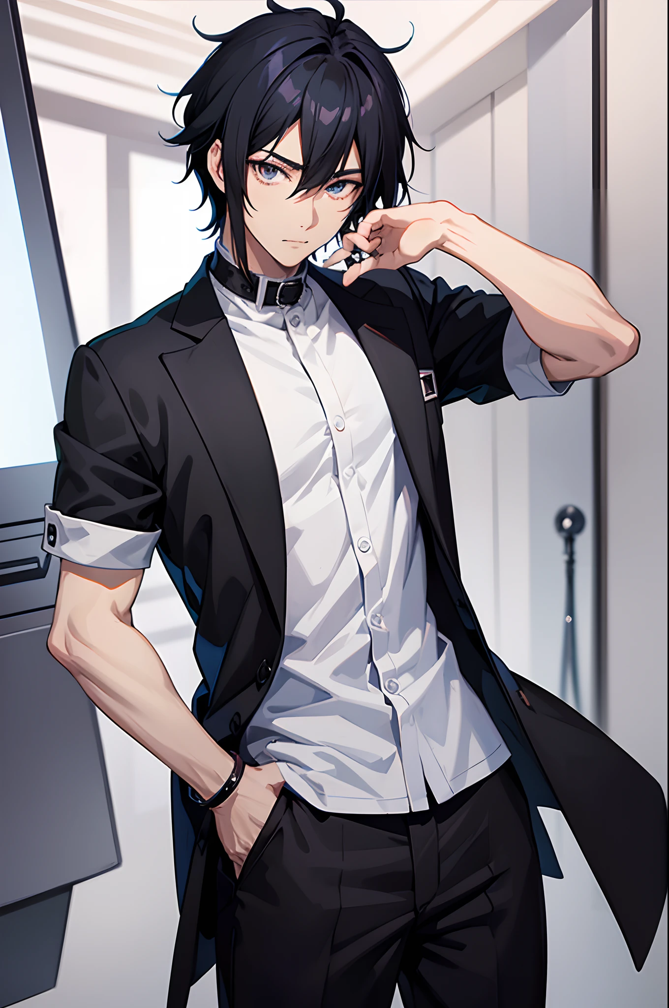 Anime guy in a suit and tie posing for a picture - SeaArt AI