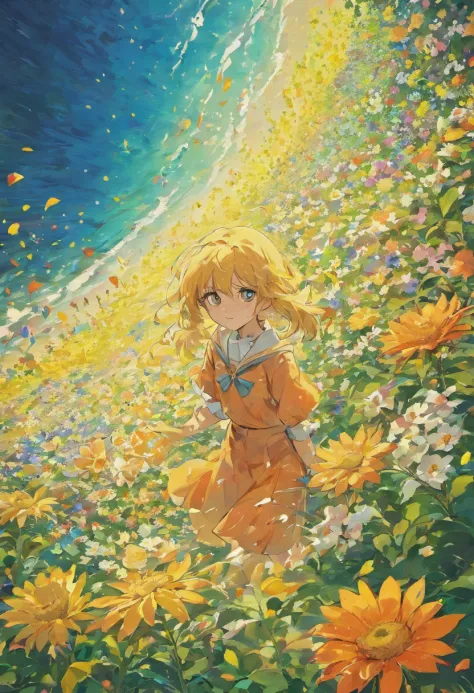 A sea of flowers blooming in the background