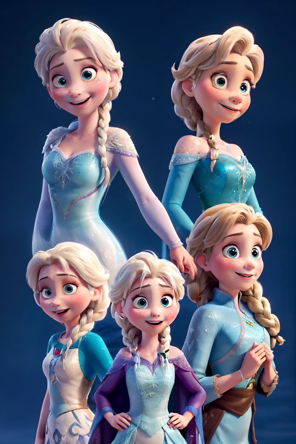 Frozen princesses are all dressed up in their blue dresses - SeaArt AI