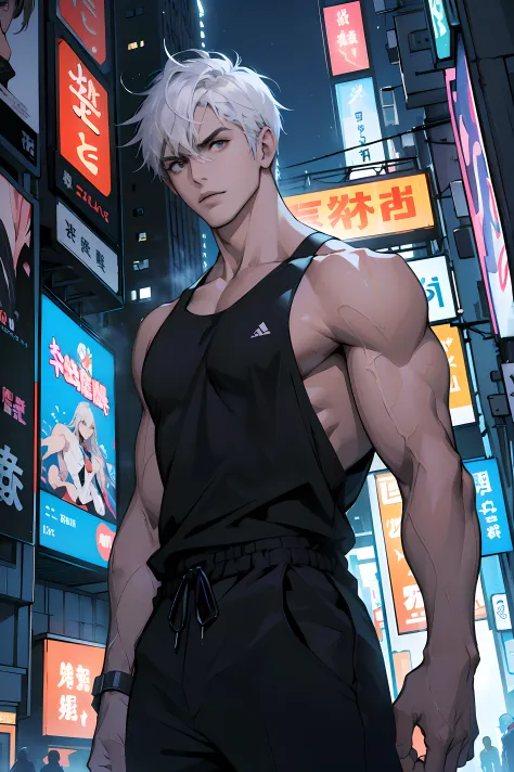 (absurdres, highres, ultra detailed, anime style), 1boy, adult, handsome, tall muscular guy, broad shoulders, finely detailed ey...