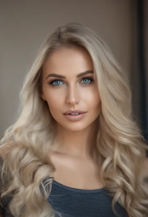 A close up of a woman with long blonde hair posing for a picture - SeaArt AI