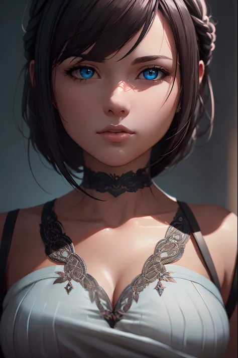 The woman, Masterpiece, Best Quality, Highest Quality, Cinematic lighting, (voluminous lighting), extremely detailed CG unity 8k wallpaper, Focused, 8k wallpaper, 4k Wallpaper, Extremely detailed, ultra realistis, Photorealistic, sharp-focus, absurdress, (...