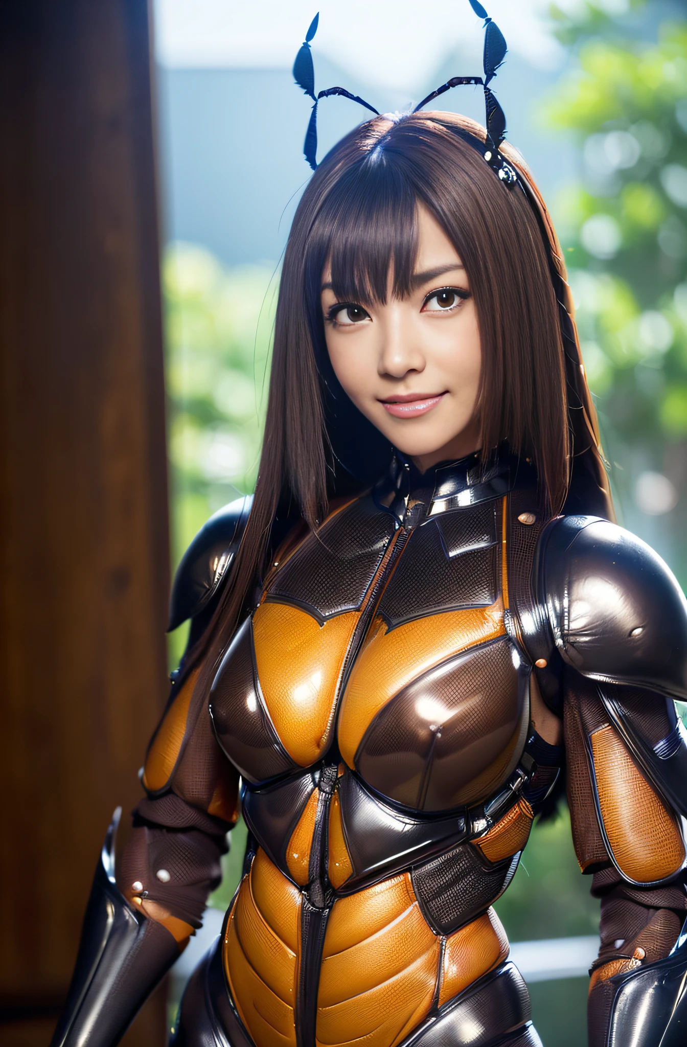 (high resolution,masterpiece,best quality,extremely detailed CG, anime, official art:1.4), realistic, photo, amazing fine details, all intricate, gloss and shiny,awesome many layers, 8k wall paper, 3d, sketch, kawaii, illustration,( solo:1.4), perfect female proportion,villainess, (fusion of dark brown cockroach and lady:1.4), (brown cockroach form lady:1.2), (brown cockroach lady:1.2), (fusion:1.2), (solo:1.4), (evil smile:1.2), muscular, abs, (cockroach brown exoskeleton bio insect suit:1.4), (cockroach brown exoskeleton bio insect armor:1.2), (brown transparency cockroach wing:1.4), (brown cockroach antennae:1.3),