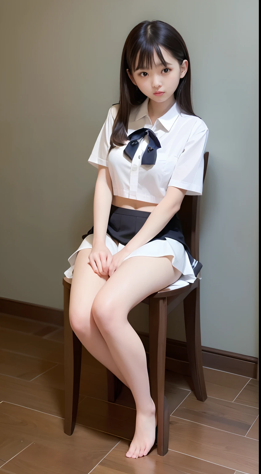 Arafed asian woman sitting on a chair in a short skirt - SeaArt AI