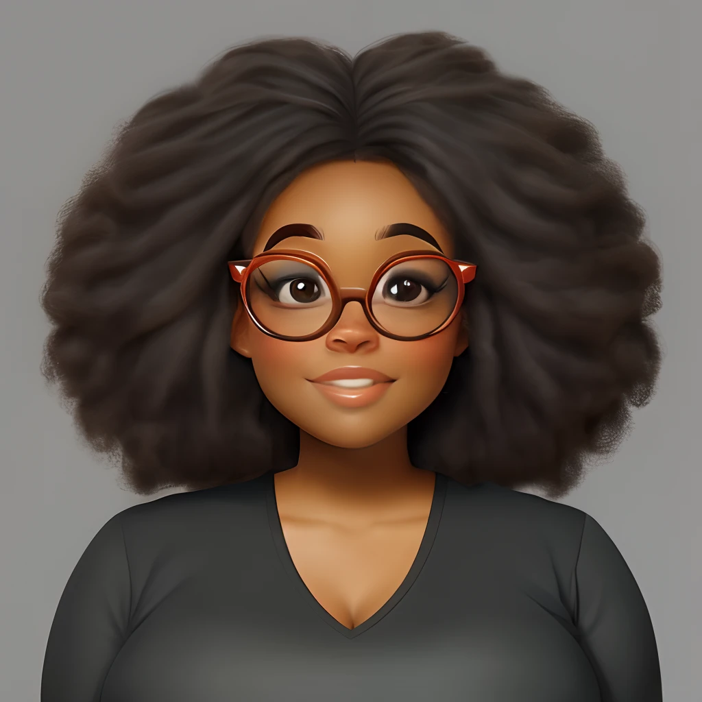 Übergröße dunkelhäutige Afroamerikanerin Pixar lockiges Haar Brille